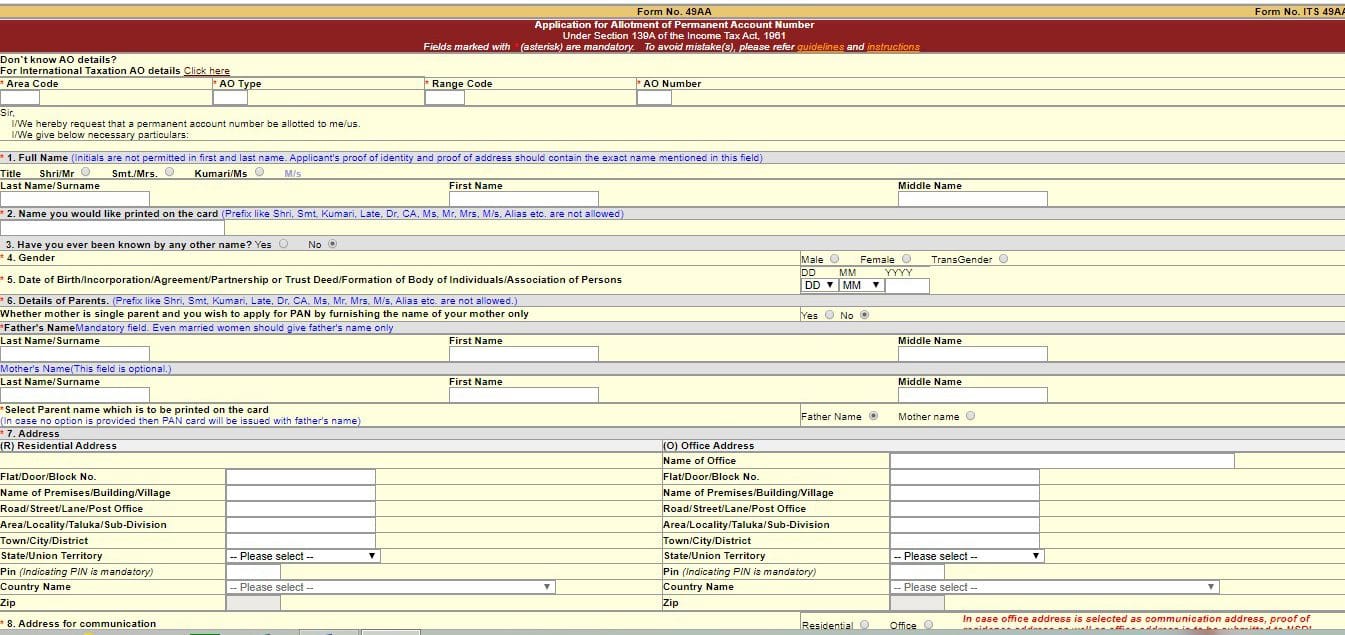 How to Apply for PAN card online - Form 49A