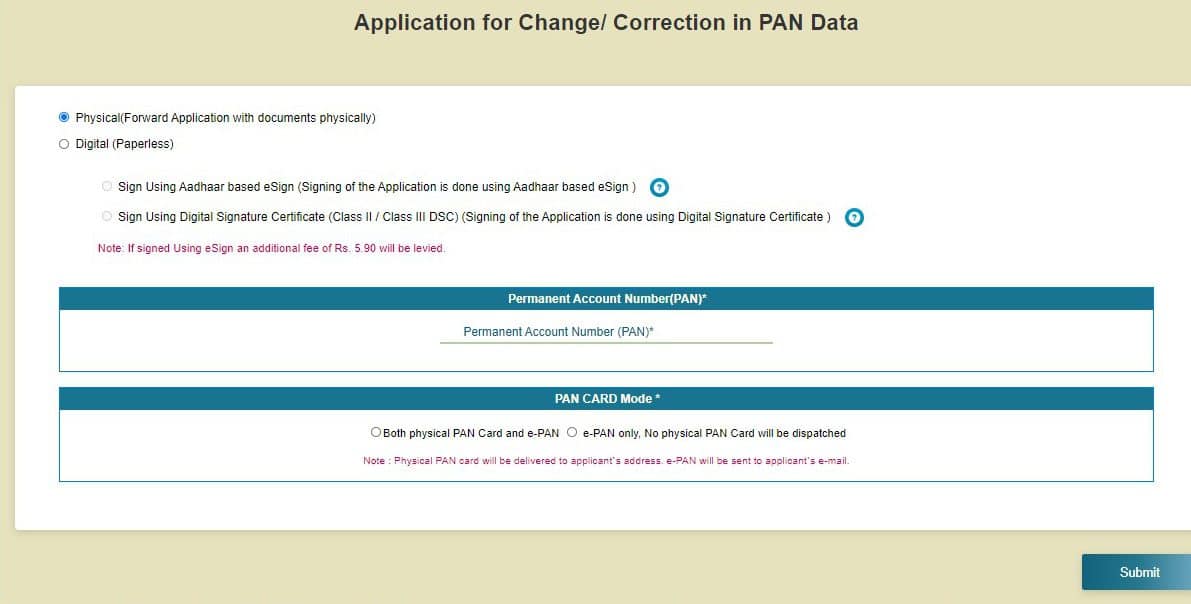 How to apply for PAN correction?